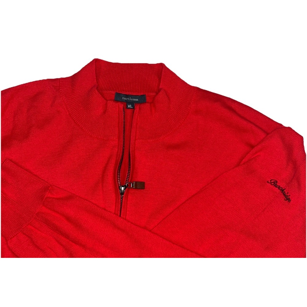 Turtleson 100% Pima Cotton Quarter‎ Zip Pullover "Brookridge" Mens XL Red